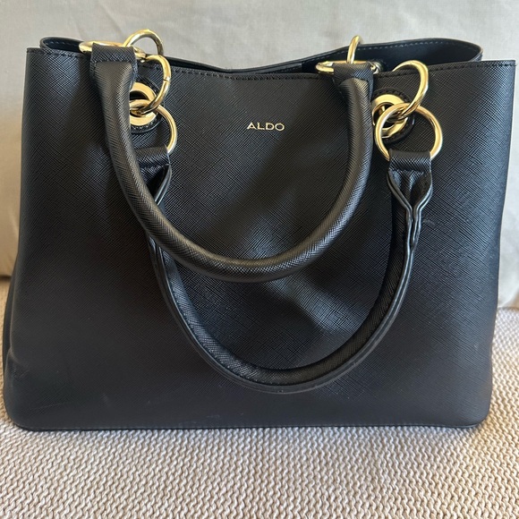 Aldo Handbags - ALDO Elegant Black Tote with Gold Accents